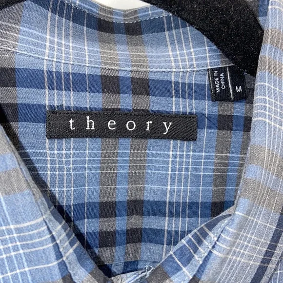 Theory plaid button front shirt M - Picture 2 of 5